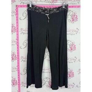 DKNY lace top trim Black Lounge Pants with Embroidered Waistband